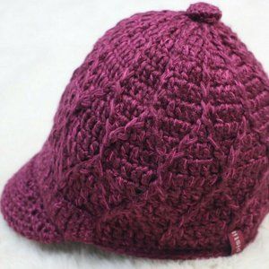 Pistil Women's Jax Knit Beanie w/Visor Brim Partial Fleece Lining, Pink/Purple